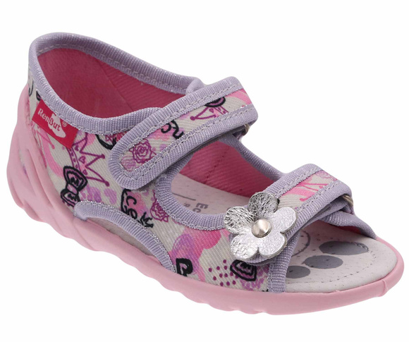 Kapcie dziecięce tekstylne sandałki na rzepy