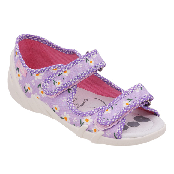 Kapcie dziecięce tekstylne sandałki na rzepy