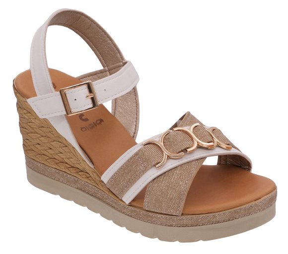 Sandały damskie wysoki koturn