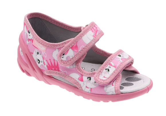 Kapcie dziecięce tekstylne sandałki na rzepy