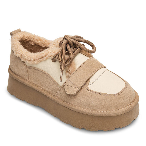 Buty zimowe damskie śniegowce niskie sznurowane