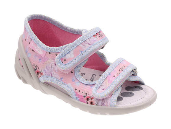 Kapcie dziecięce tekstylne sandałki na rzepy