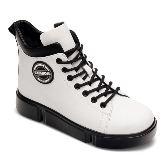 Botki zimowe niskie damskie sznurowane z zamkiem