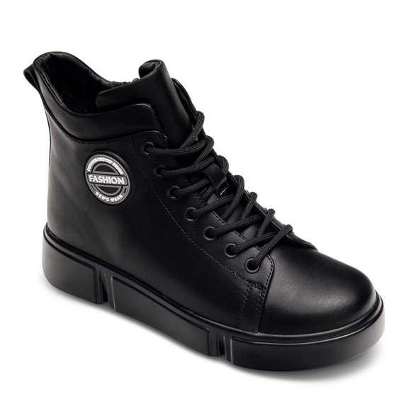 Botki zimowe niskie damskie sznurowane z zamkiem