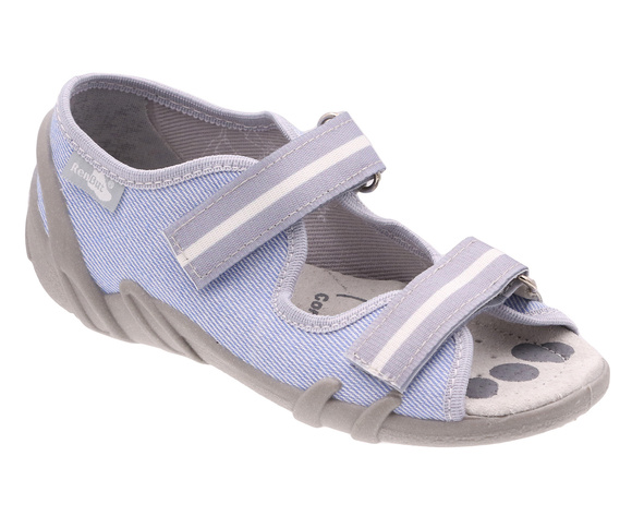 Kapcie dziecięce tekstylne sandałki na rzepy