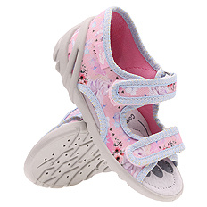 Kapcie dziecięce tekstylne sandałki na rzepy