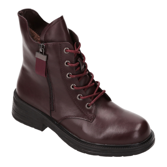 Botki zimowe damskie sznurowane z zamkiem