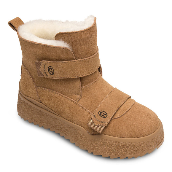 Botki zimowe damskie śniegowce na rzepy