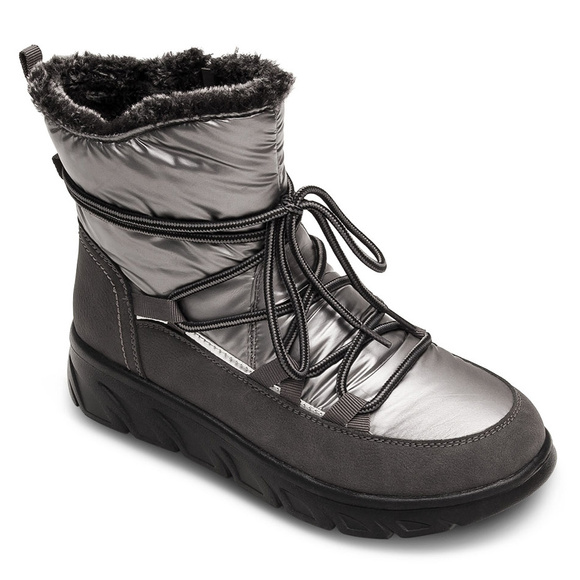 Botki zimowe damskie śniegowce sznurowane z zamkiem