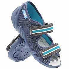 Kapcie dziecięce tekstylne sandałki na rzepy