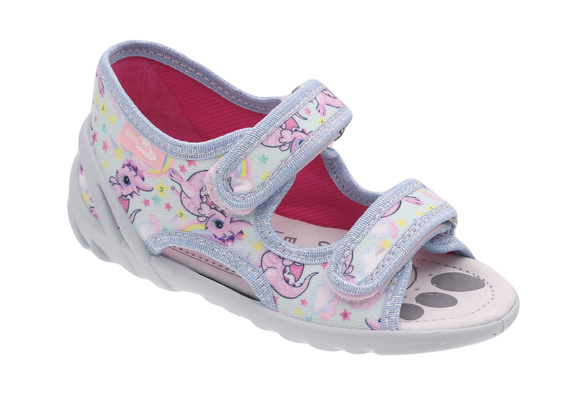 Kapcie dziecięce tekstylne sandałki na rzepy