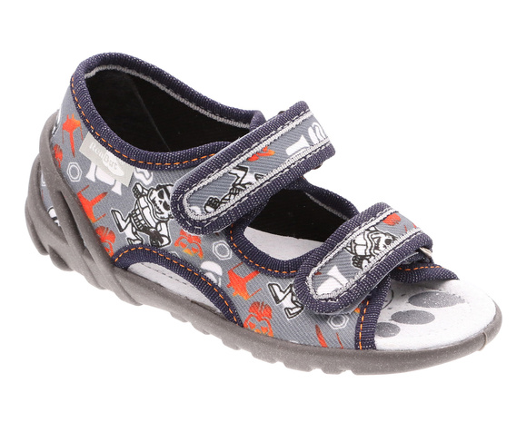 Kapcie dziecięce tekstylne sandałki na rzepy