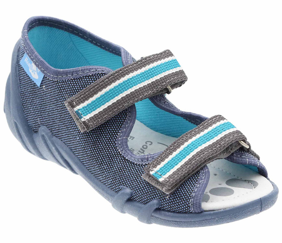 Kapcie dziecięce tekstylne sandałki na rzepy