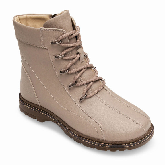 Botki zimowe damskie sznurowane z zamkiem