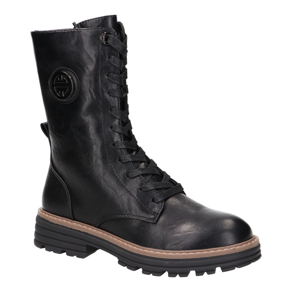 Botki zimowe damskie wysokie sznurowane z zamkiem