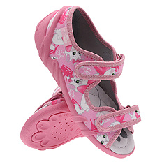 Kapcie dziecięce tekstylne sandałki na rzepy